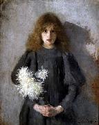 Girl with chrysanthemums